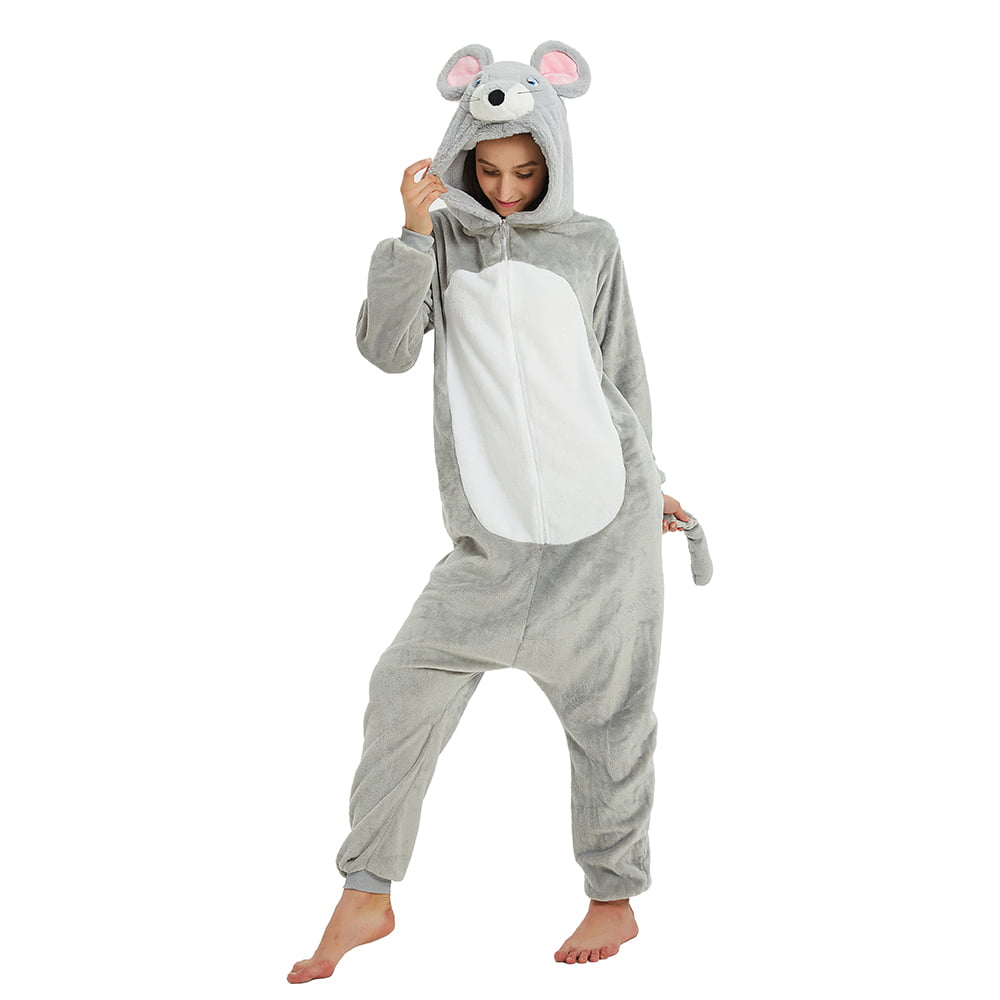 Gray Mouse Onesie Adult Animal Kigurumi Pajamas Costume - Allonesie