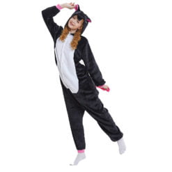 Black Unicorn Onesie Kigurumi Animal Costume Pajama for Adult