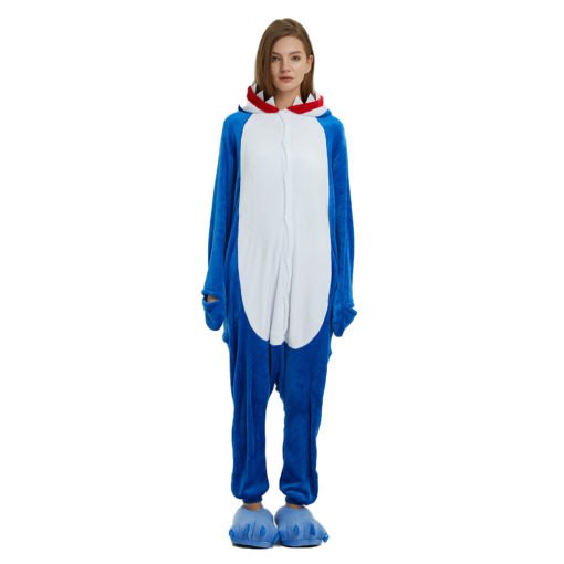 Blue Adult Shark Onesie Oajamas for Women Men Kigurumi Onesie