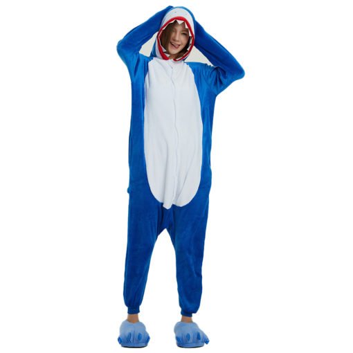 Blue Adult Shark Onesie Oajamas for Women Men Kigurumi Onesie