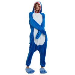 Blue Adult Shark Onesie Oajamas for Women Men Kigurumi Onesie