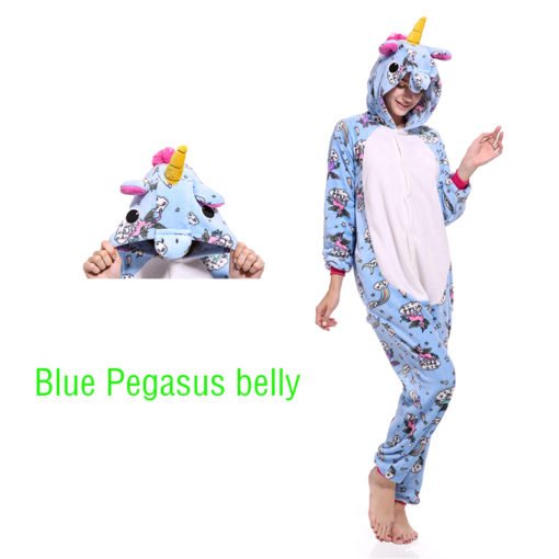 Blue Adult Unicorn Onesie Kigurumi Pajamas Animal Costumes