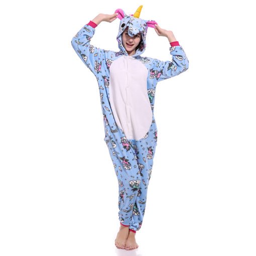 Blue Adult Unicorn Onesie Kigurumi Pajamas Animal Costumes