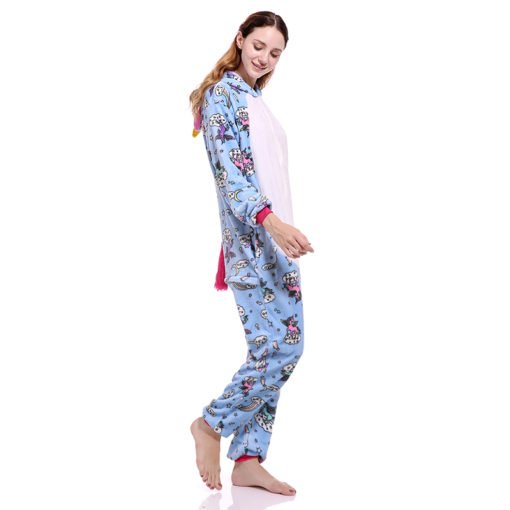 Blue Adult Unicorn Onesie Kigurumi Pajamas Animal Costumes