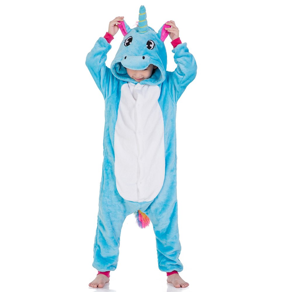 Blue Kids Unicorn Onesie Boys Girls Kigurumi Animal Costumes Pajamas -  Allonesie