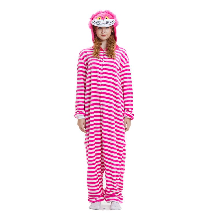 Pink Cheshire Cat Onesie Kigurumi Adult Pajama Halloween Party Costumes Allonesie