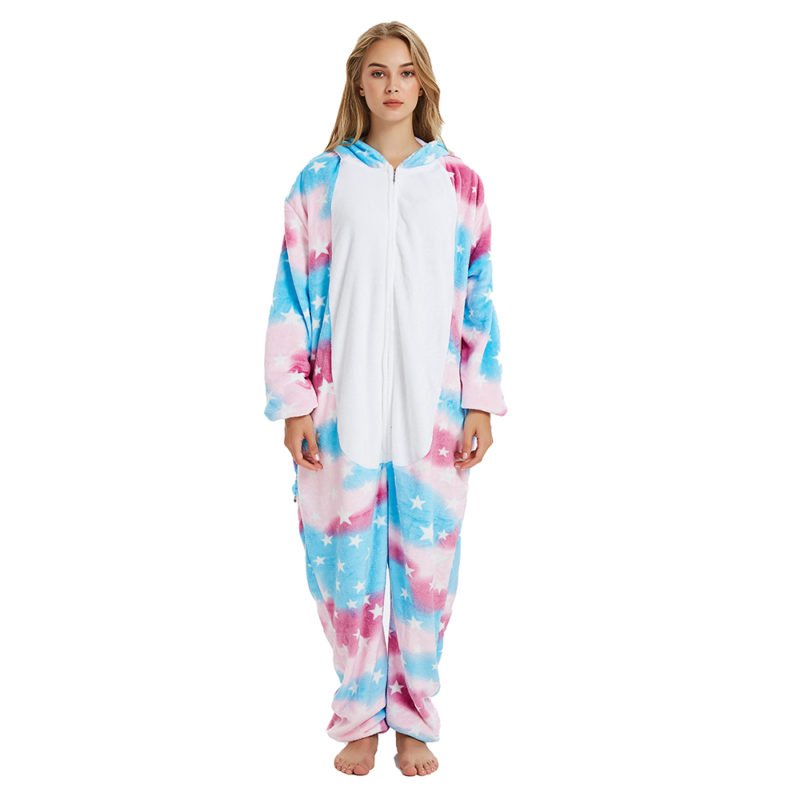 Colorful Blue Unicorn Onesie Adult Animal Kigurumi Pajamas Costume for ...