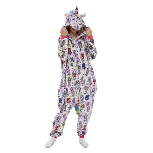 Colorful Adult Unicorn Onesie Kigurumi Pajamas Animal Costumes with Hooded