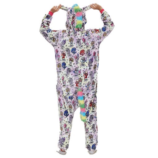 Colorful Adult Unicorn Onesie Kigurumi Pajamas Animal Costumes with Hooded