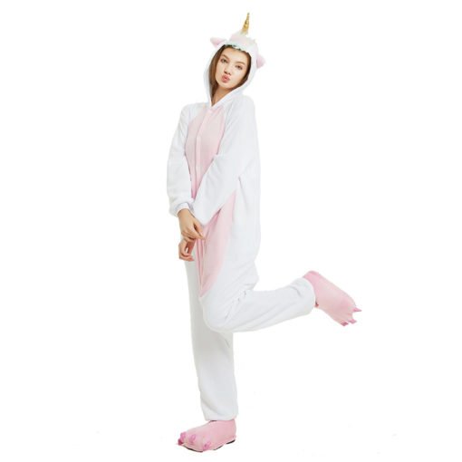 Gold Horn Adult Unicorn Onesie White Kigurumi Animal Onesie Costume Pajama