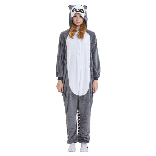 Monkey Onesie Ring-Tailed Lemur Kigurumi Women Men Pajama Animal Costume Party Suit - Image 2