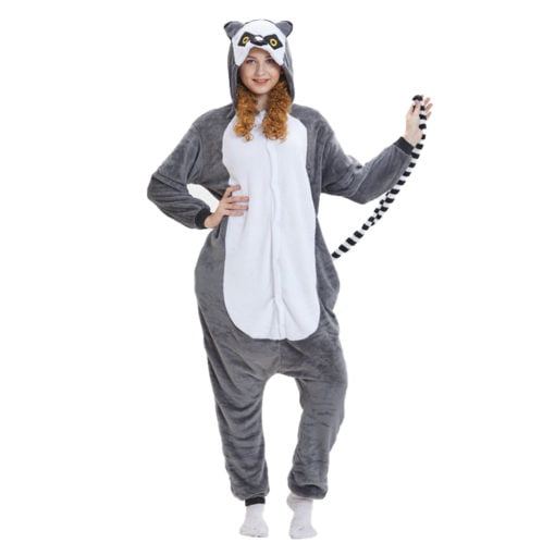 Monkey Onesie Ring-Tailed Lemur Kigurumi Women Men Pajama Animal Costume Party Suit - Image 5