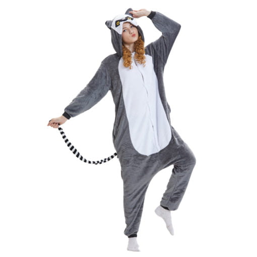 Monkey Onesie Ring-Tailed Lemur Kigurumi Women Men Pajama Animal Costume Party Suit - Image 6