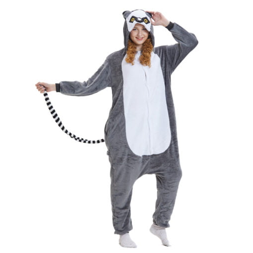 Monkey Onesie Ring-Tailed Lemur Kigurumi Women Men Pajama Animal Costume Party Suit - Image 7