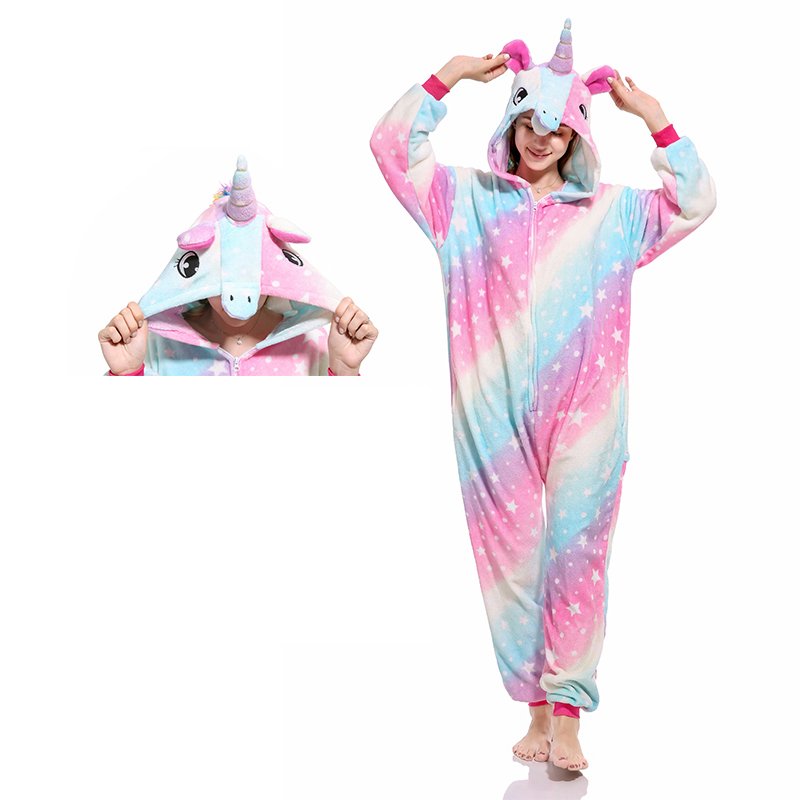 Rainbow Unicorn Onesie for Adult Kids Pastel Hologram Kigurumi