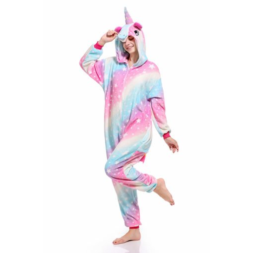 Rainbow Unicorn Onesie for Adult Kids Pastel Hologram Kigurumi Onesie