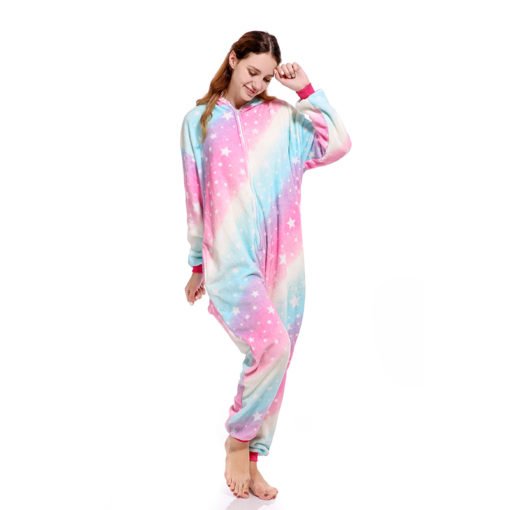 Rainbow Unicorn Onesie for Adult Kids Pastel Hologram Kigurumi Onesie