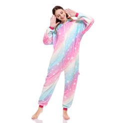 Rainbow Unicorn Onesie for Adult Kids Pastel Hologram Kigurumi Onesie