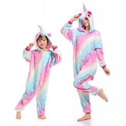 Rainbow Unicorn Onesie for Adult Kids Pastel Hologram Kigurumi Onesie