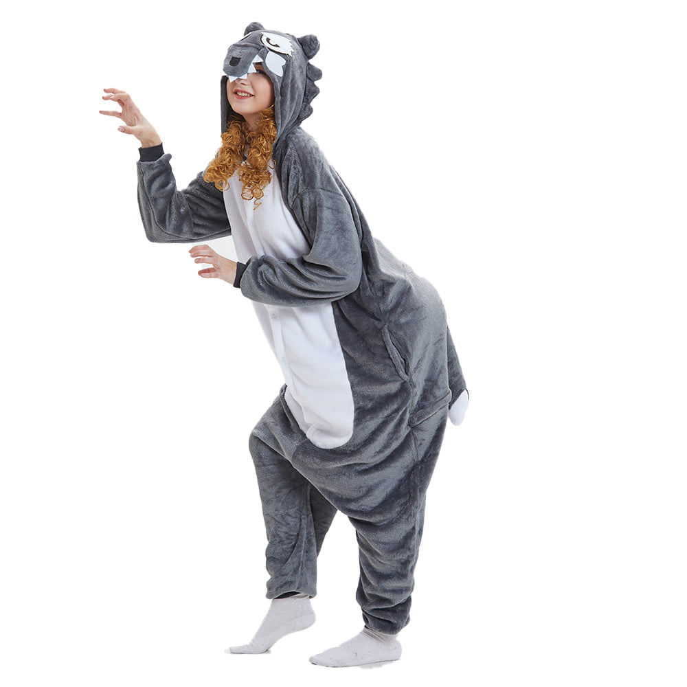 Wolf Onesie Unisex Women & Men Kigurumi Pajama Halloween Party Costumes ...
