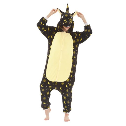 Yellow Star Unicorn Onesie Pajamas Unicorn Kigurumi for Adult