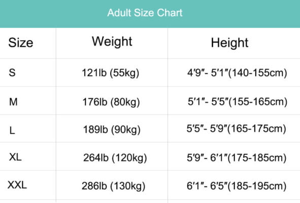 adult onesies size chart