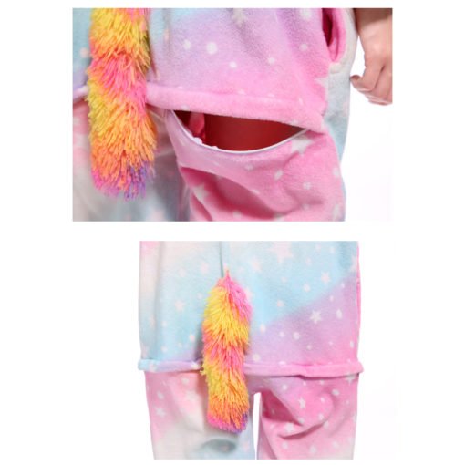 Rainbow Unicorn Onesie for Adult Kids Pastel Hologram Kigurumi Onesie Pajamas - Image 7
