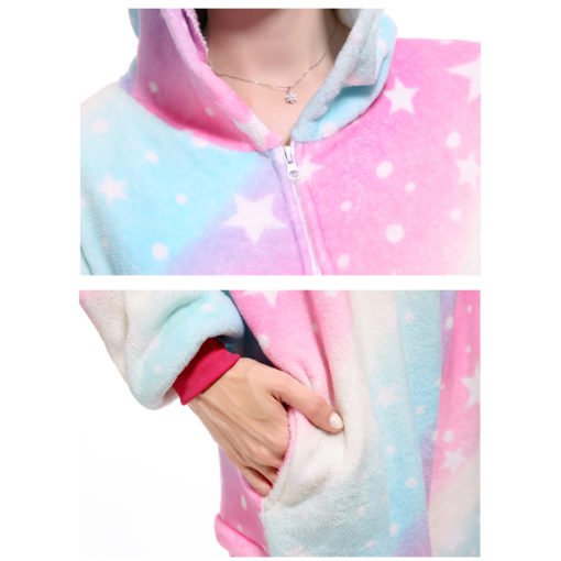 Rainbow Unicorn Onesie for Adult Kids Pastel Hologram Kigurumi Onesie Pajamas - Image 8