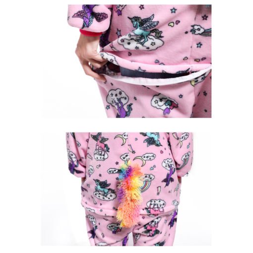 Pink Unicorn Kigurumi Onesie Pajamas Animal Costumes for Women Men detail