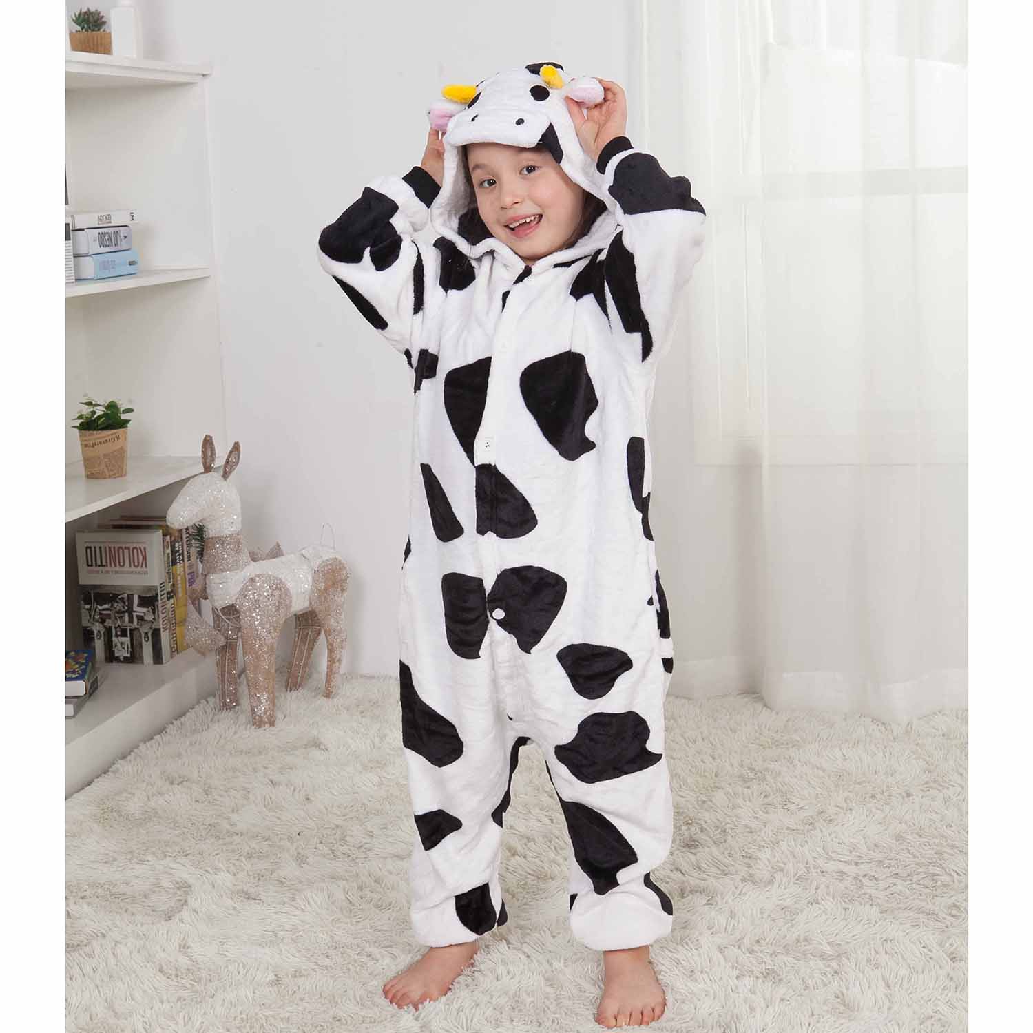 Kids Cow Onesie Animal Pajamas Kigurumi Costumes for Boys Girls - Allonesie