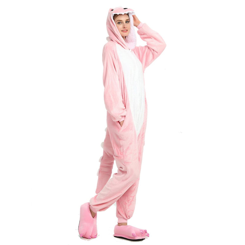 Pink Dinosaur Onesie Adult Women Kigurumi Animal Costumes Pajamas