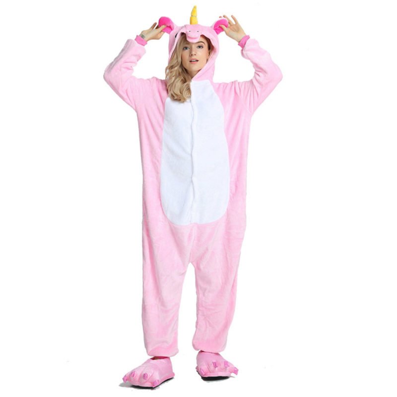 Pink Unicorn Onesie Adult Women Men Kigurumi Animal Costumes Pajamas ...