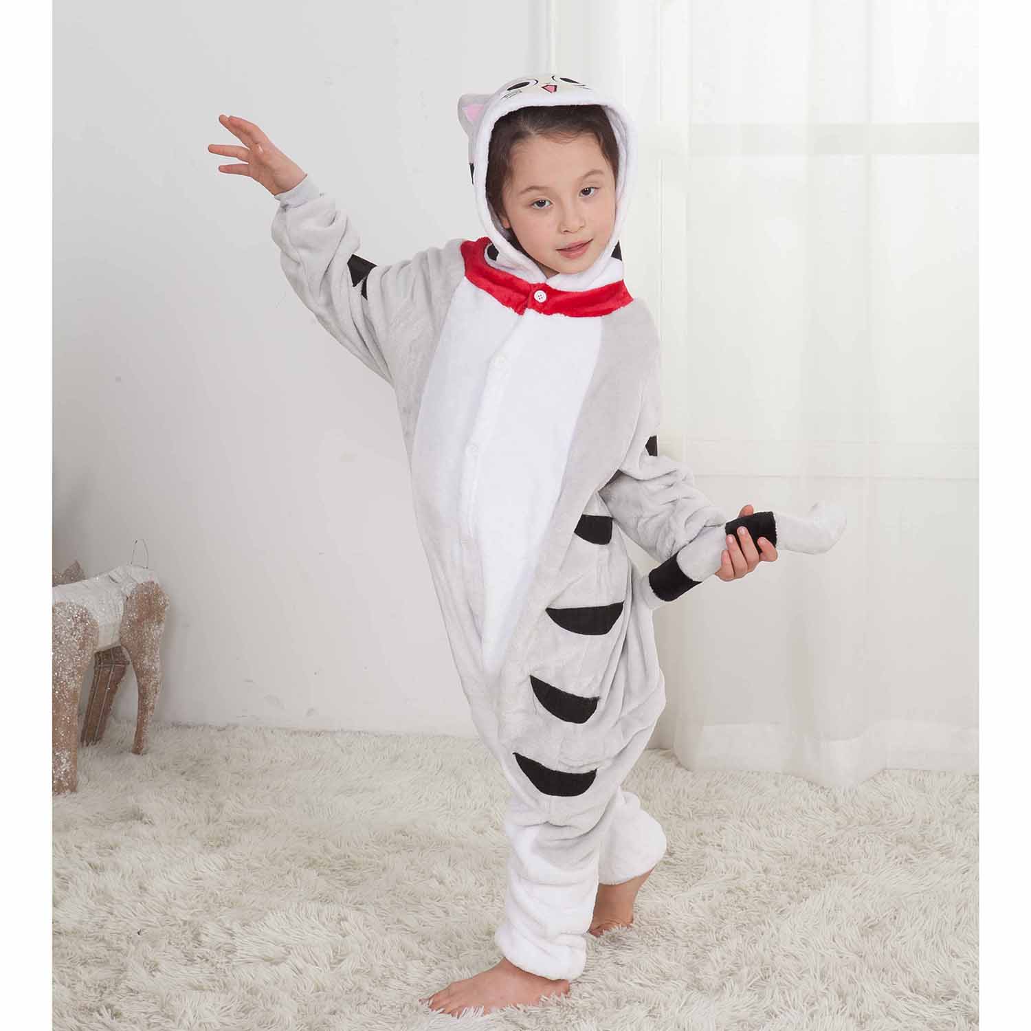 Gray Pusheen Onesie Kids Animal Pajamas Kigurumi Costumes - Allonesie