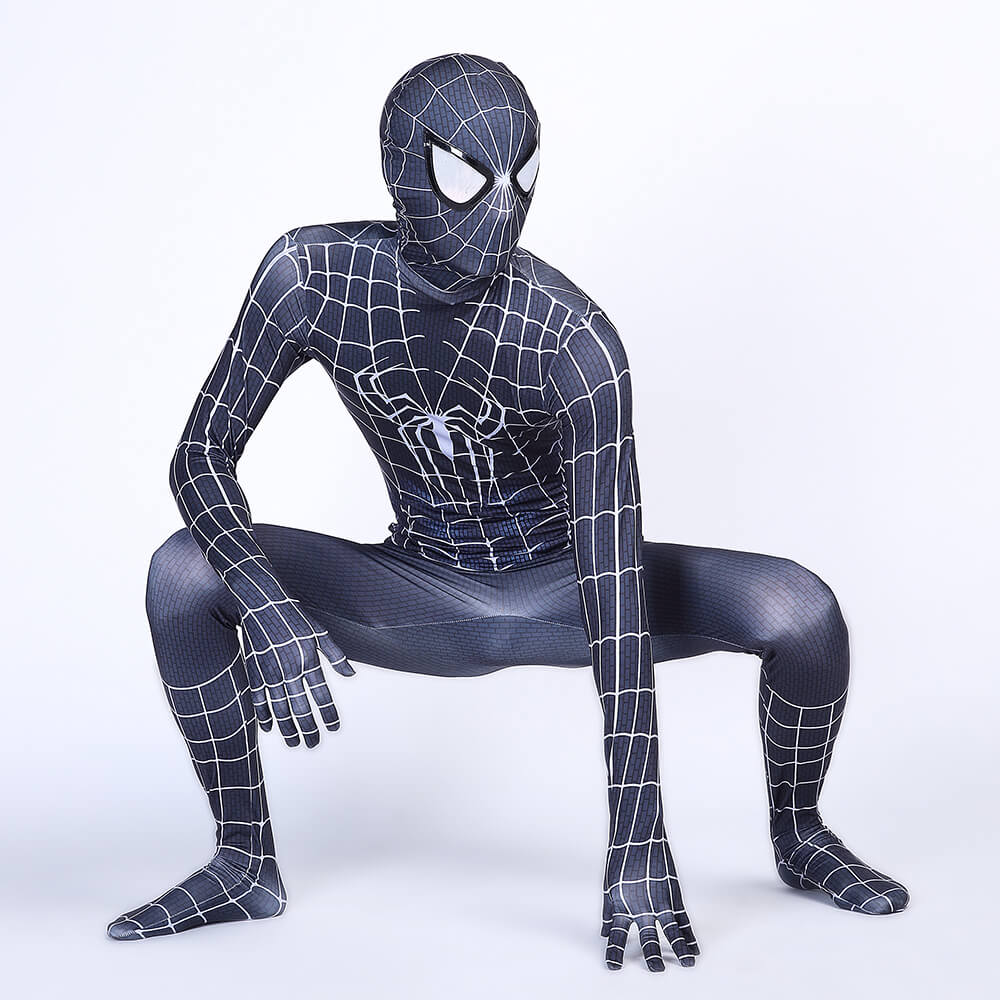 gold and black spiderman suit