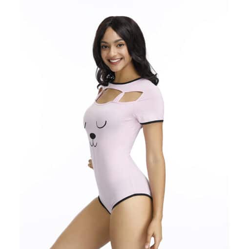 ABDL Onesie Adult Baby Snap Crotch Romper Style 3D Pink Baby Bear Onesie - Image 2