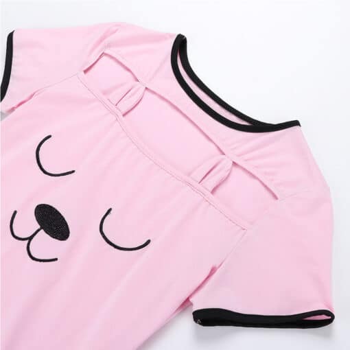 ABDL Onesie Adult Baby Snap Crotch Romper Style 3D Pink Baby Bear Onesie - Image 7