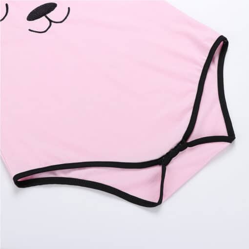 ABDL Onesie Adult Baby Snap Crotch Romper Style 3D Pink Baby Bear Onesie - Image 5