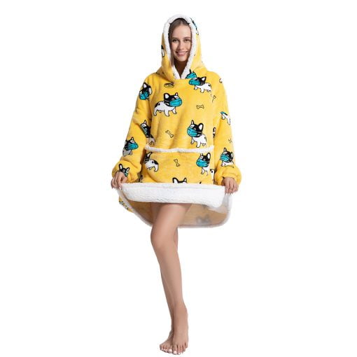 Yellow Ultra Plush Oversized Hoodie Blanket for Adults Women