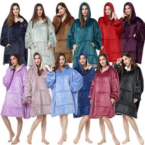 Oversized Hoodie Blanket for Adults Sweatshirt Comfortable Fleece Sherpa Giant Wearable Blankets
