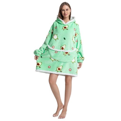 Green Avocado Oversized Hoodie Blanket for Women Men