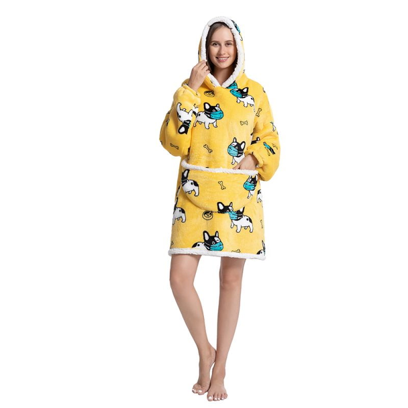 Yellow Ultra Plush Oversized Hoodie Blanket for Adults Women