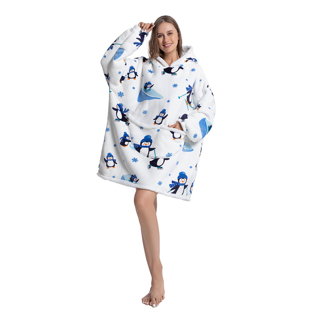 Cozy Blanket Hoodie for , Penguin,One Size