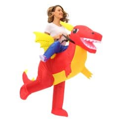 Funny Inflatable Halloween Riding Dinosaur Costumes for Adult & Kids Red