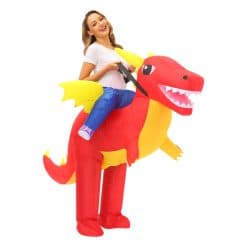 Funny Inflatable Halloween Riding Dinosaur Costumes for Adult & Kids Red