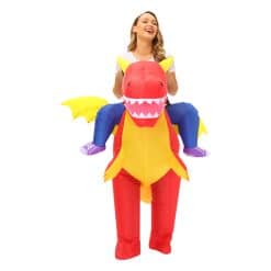 Funny Inflatable Halloween Riding Dinosaur Costumes for Adult & Kids Red