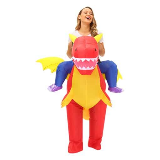 Funny Inflatable Halloween Riding Dinosaur Costumes for Adult & Kids Red