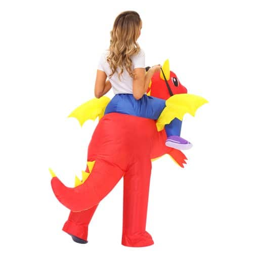 Funny Inflatable Halloween Riding Dinosaur Costumes for Adult & Kids Red