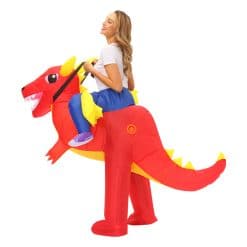 Funny Inflatable Halloween Riding Dinosaur Costumes for Adult & Kids Red