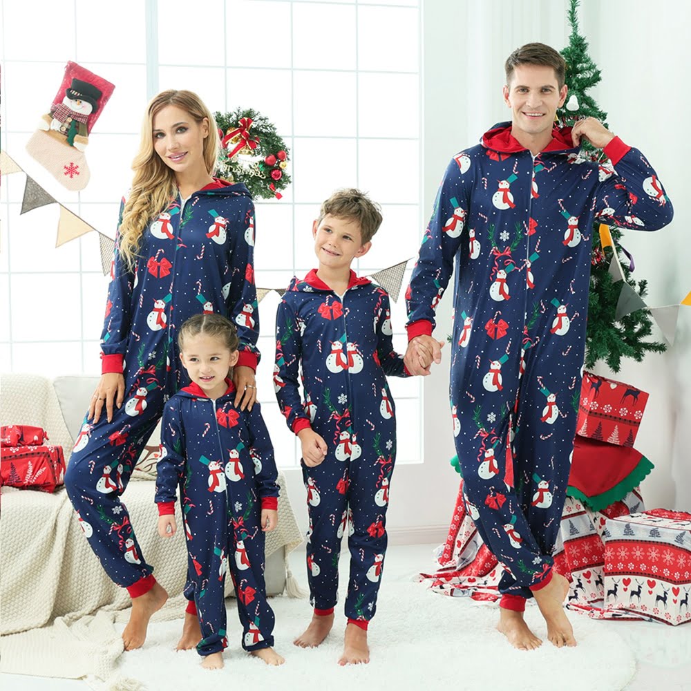 Family Matching Christmas Onesies Hooded Onesie Pajamas for Adult Kid Baby  - Allonesie