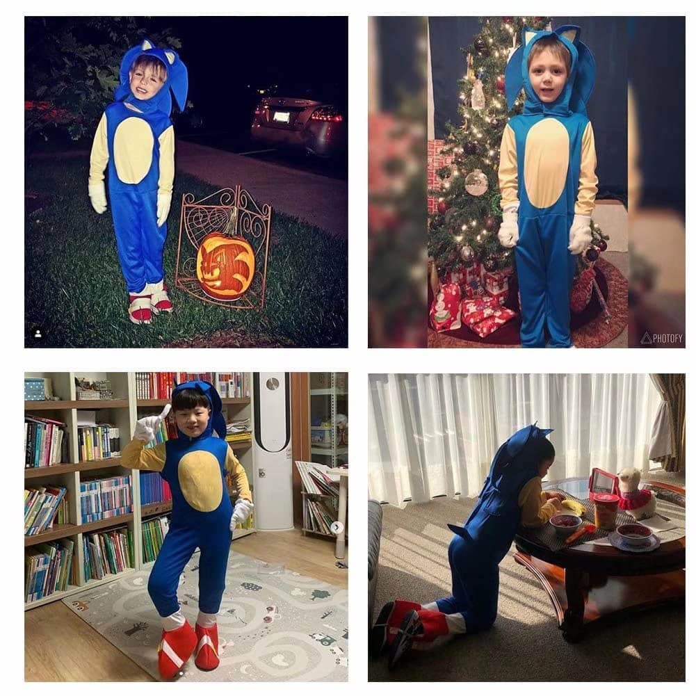 Sonic The Hedgehog Girl Hooded Top With Dress Cosplay Costume Halloween 